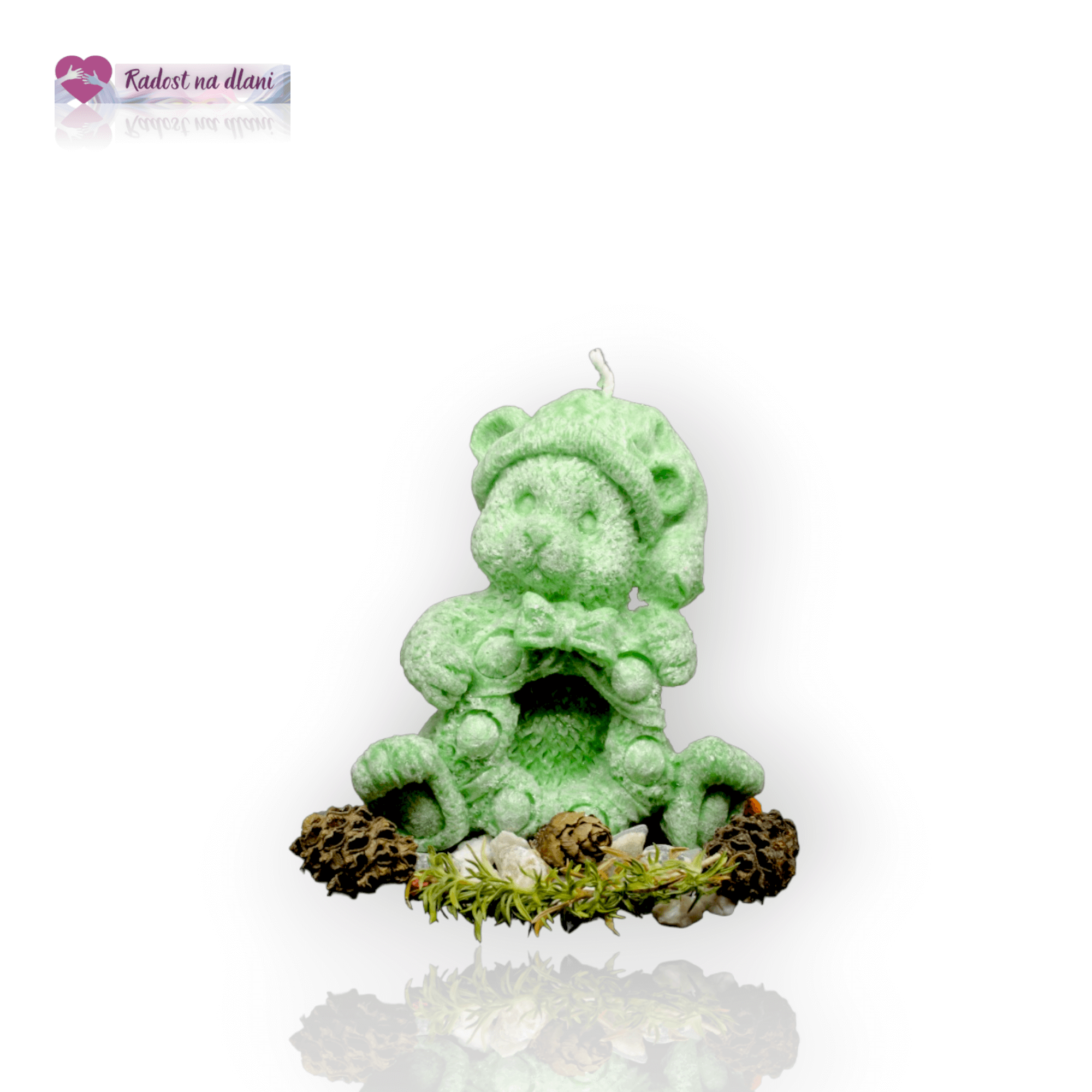 Svíčka - Medvěd - 8cm - zelený
