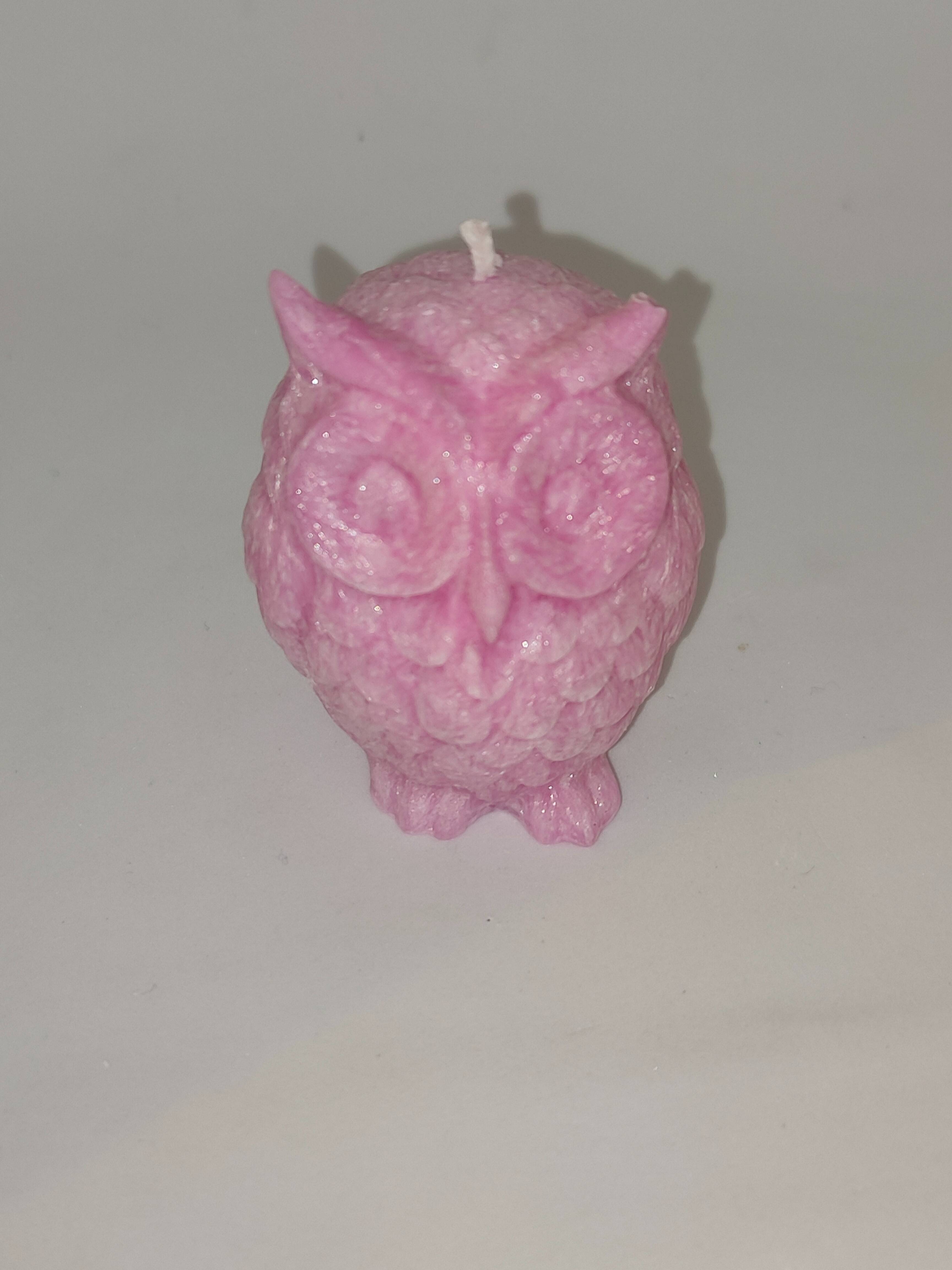 Svíčka - Sova - 5.3cm - růžová