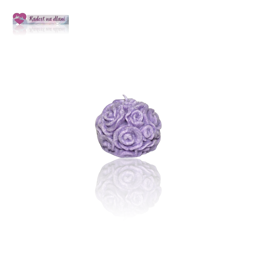 Svíčka - Koule růží- 4,5cm - fialová