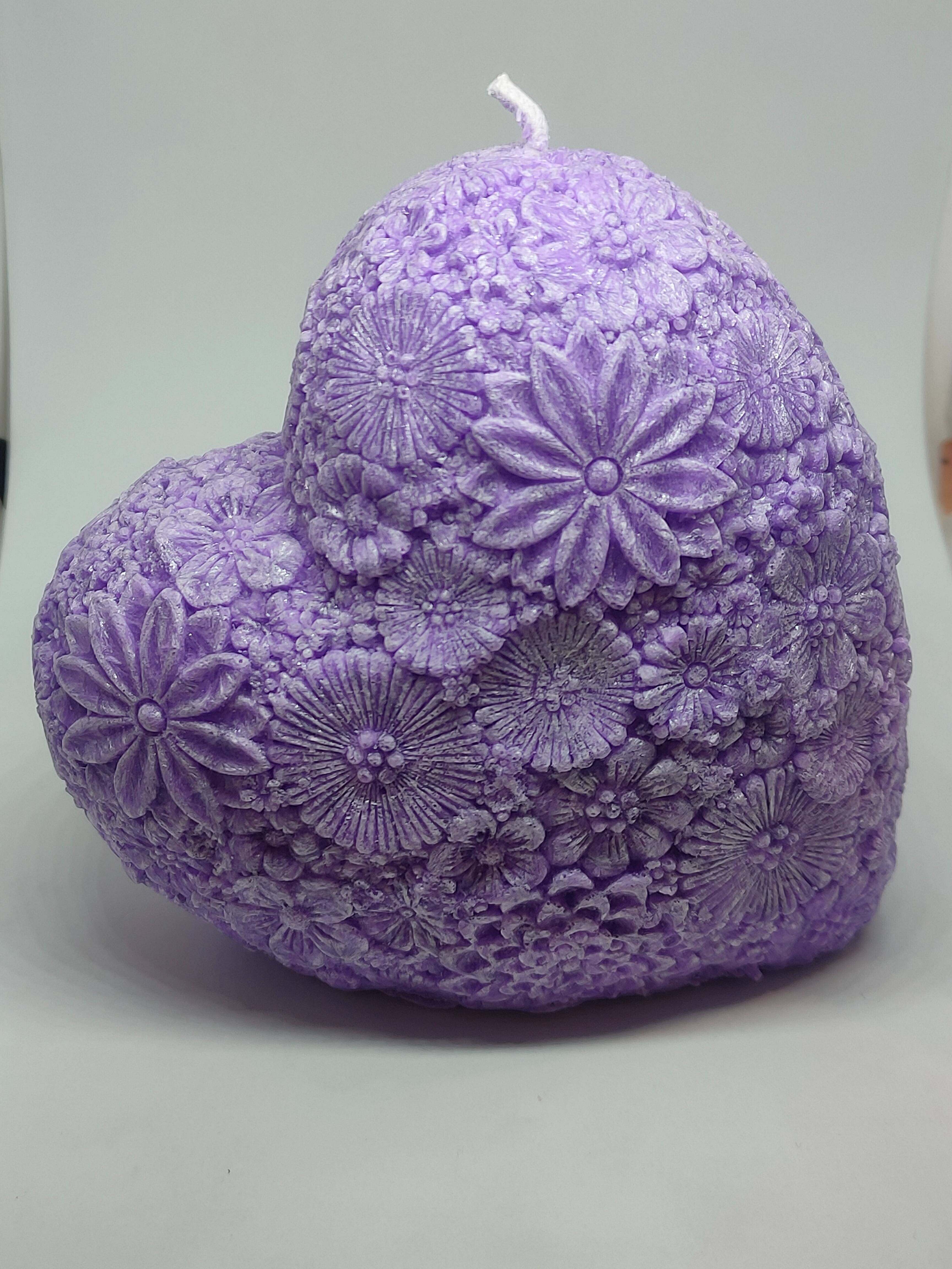 Svíčka - velké srdce - 13cm - Fialové 