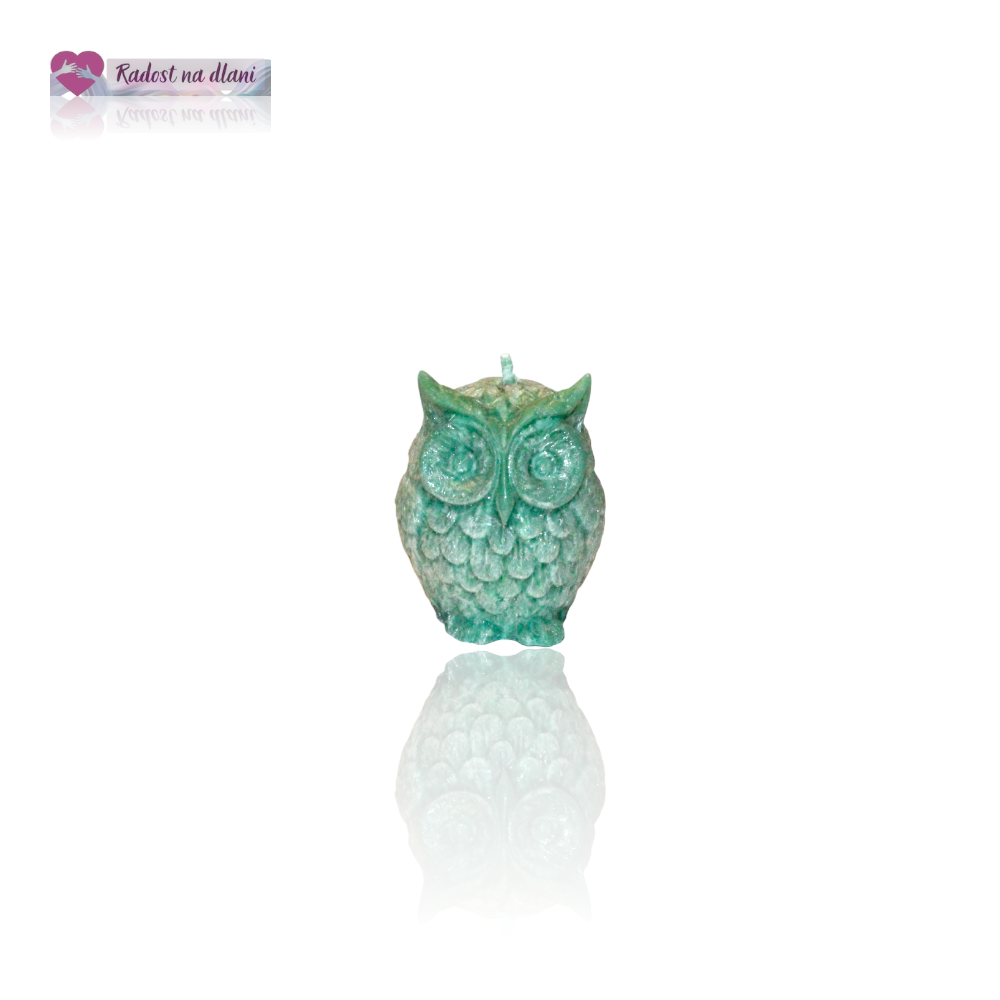 Svíčka - Sova - 5.3cm - zelená