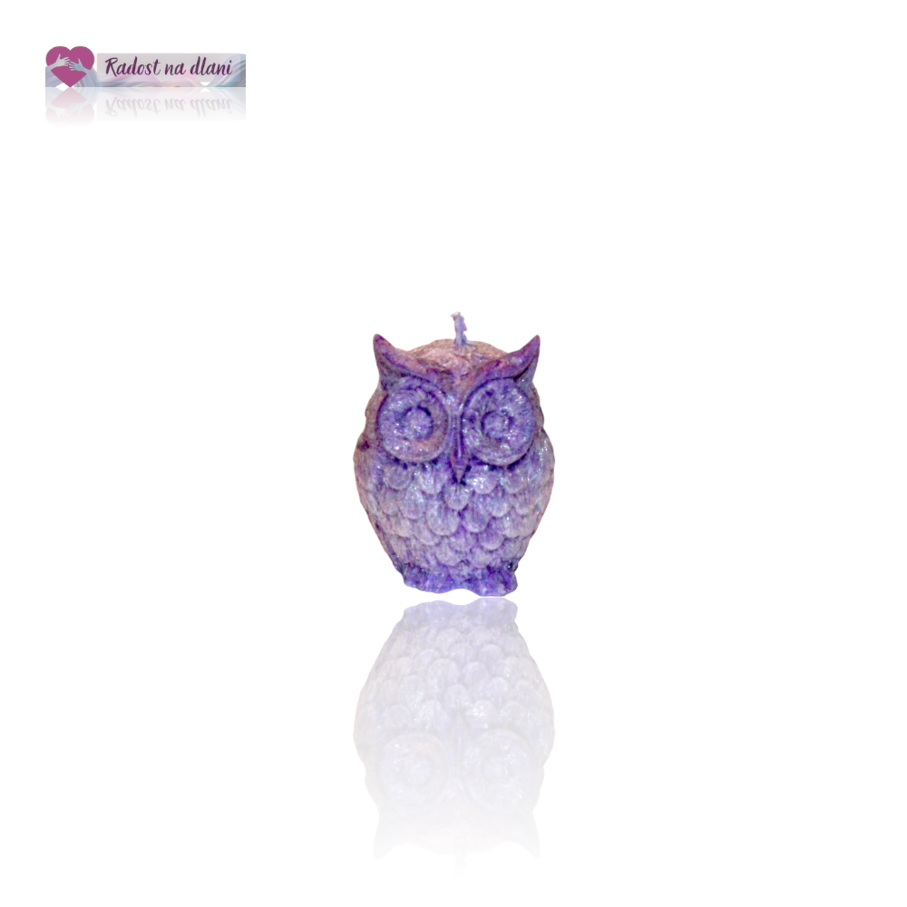 Svíčka - Sova - 5.3cm - fialová