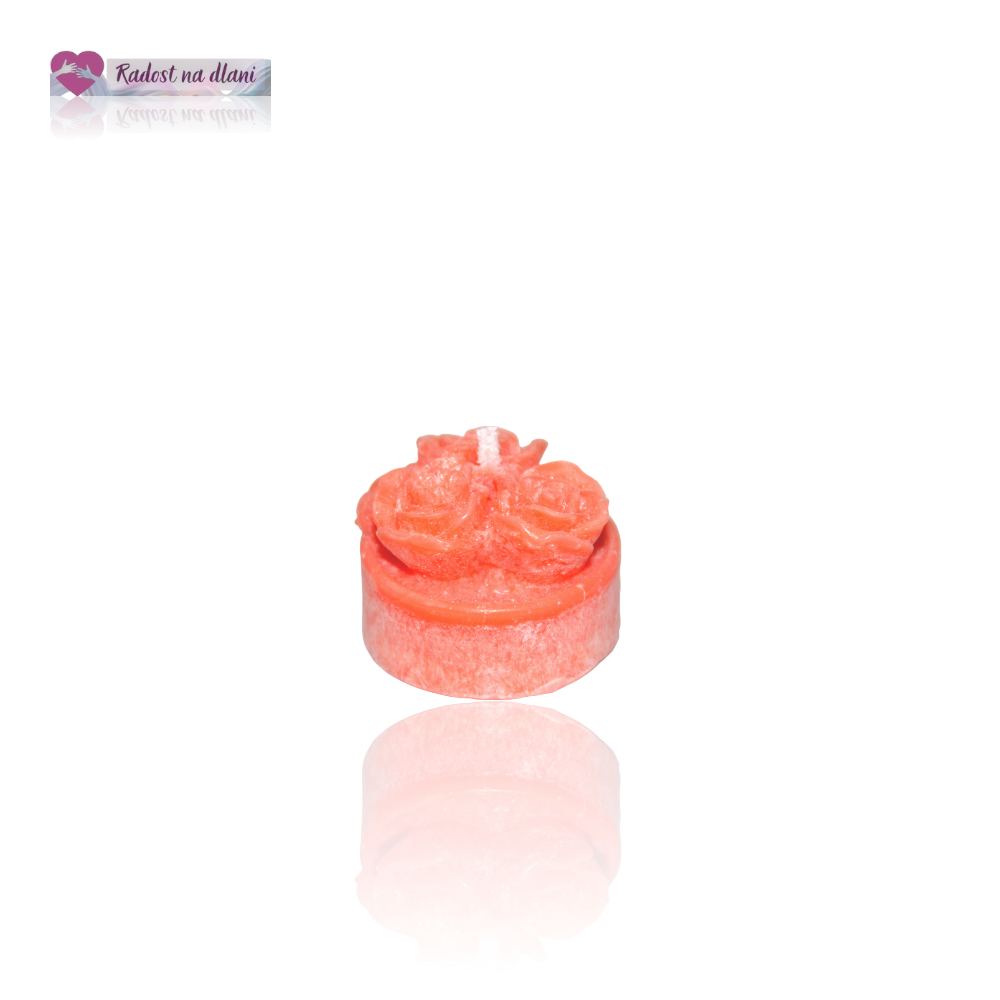 Svíčka - čajovka 3 růže - 3,6cm - oranžová