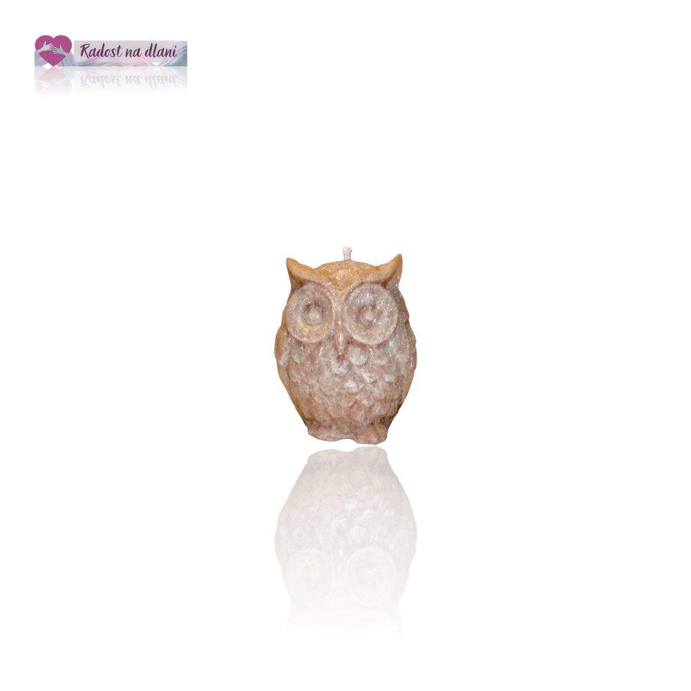 Svíčka - Sova - 5.3cm - hnědá