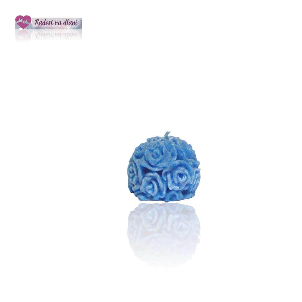 Svíčka - Koule růží- 4,5cm - modrá