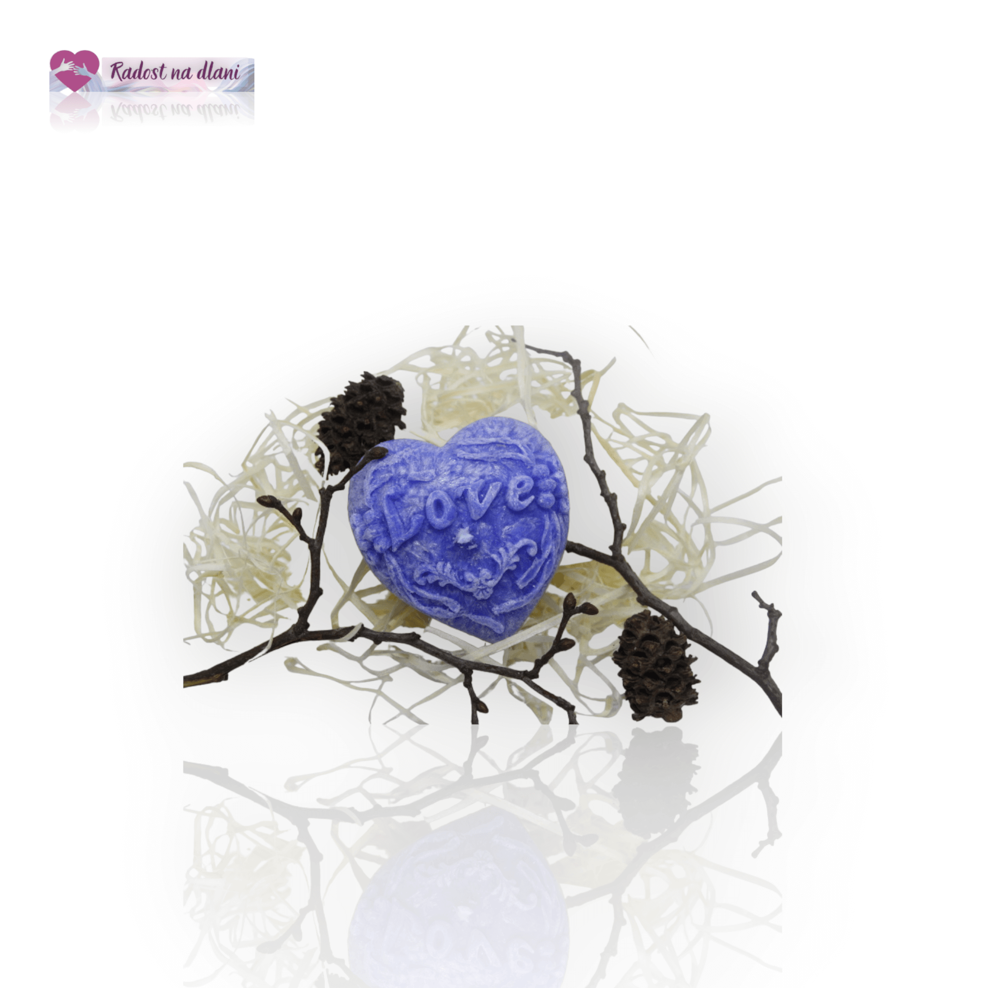 Svíčka - Srdíčko Love - 3,5cm - modrá