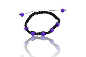 Náramek - Shamballa - černo - fialový