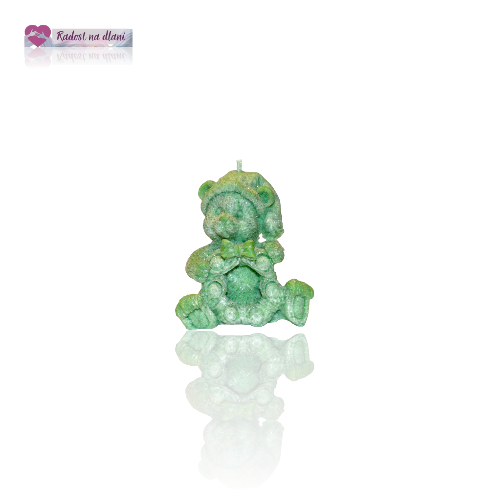 Svíčka - Medvěd - 8cm - zelený