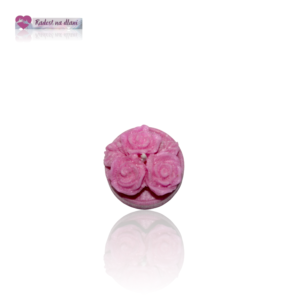 Svíčka - čajovka 3 růže - 3,6cm - růžová
