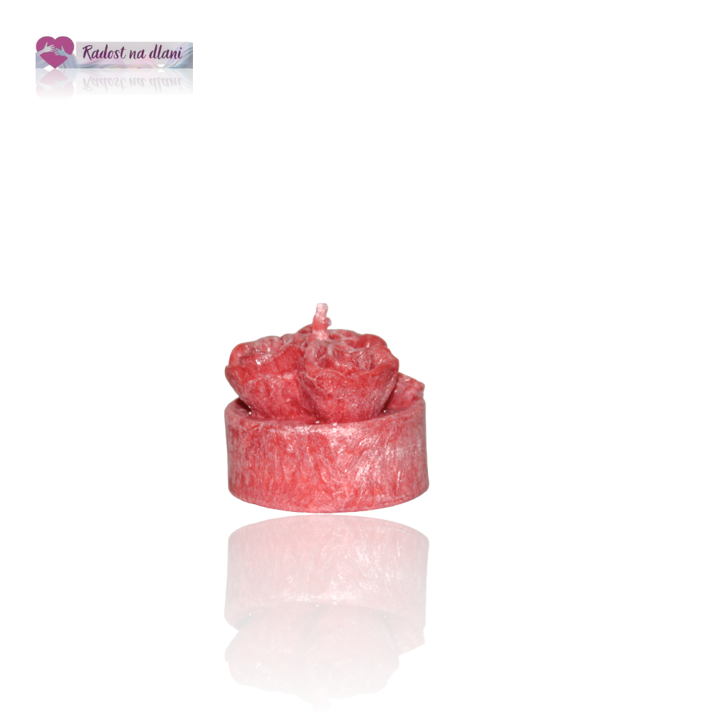 Svíčka - čajovka 3 růže - 3,6cm - červená