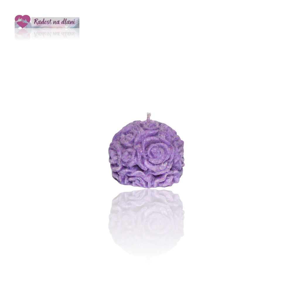 Svíčka - Koule růží- 4,5cm - fialová