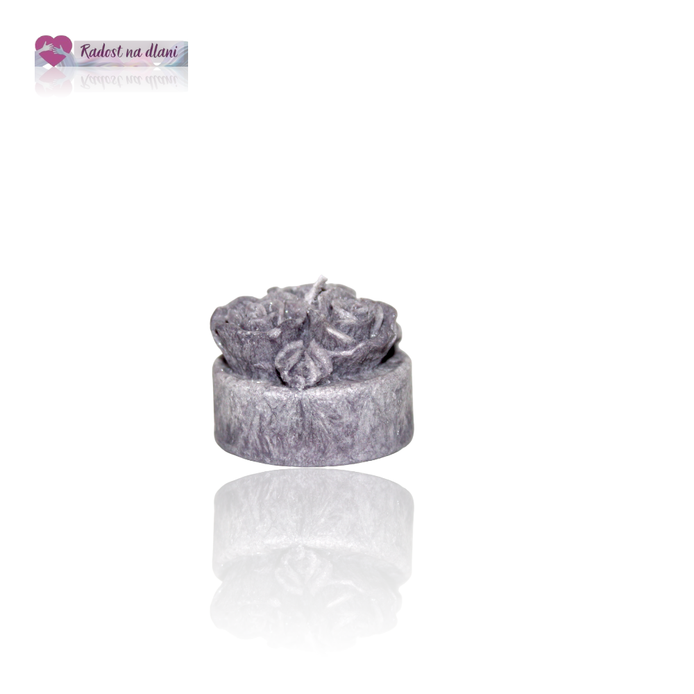 Svíčka - čajovka 3 růže - 3,6cm - černá