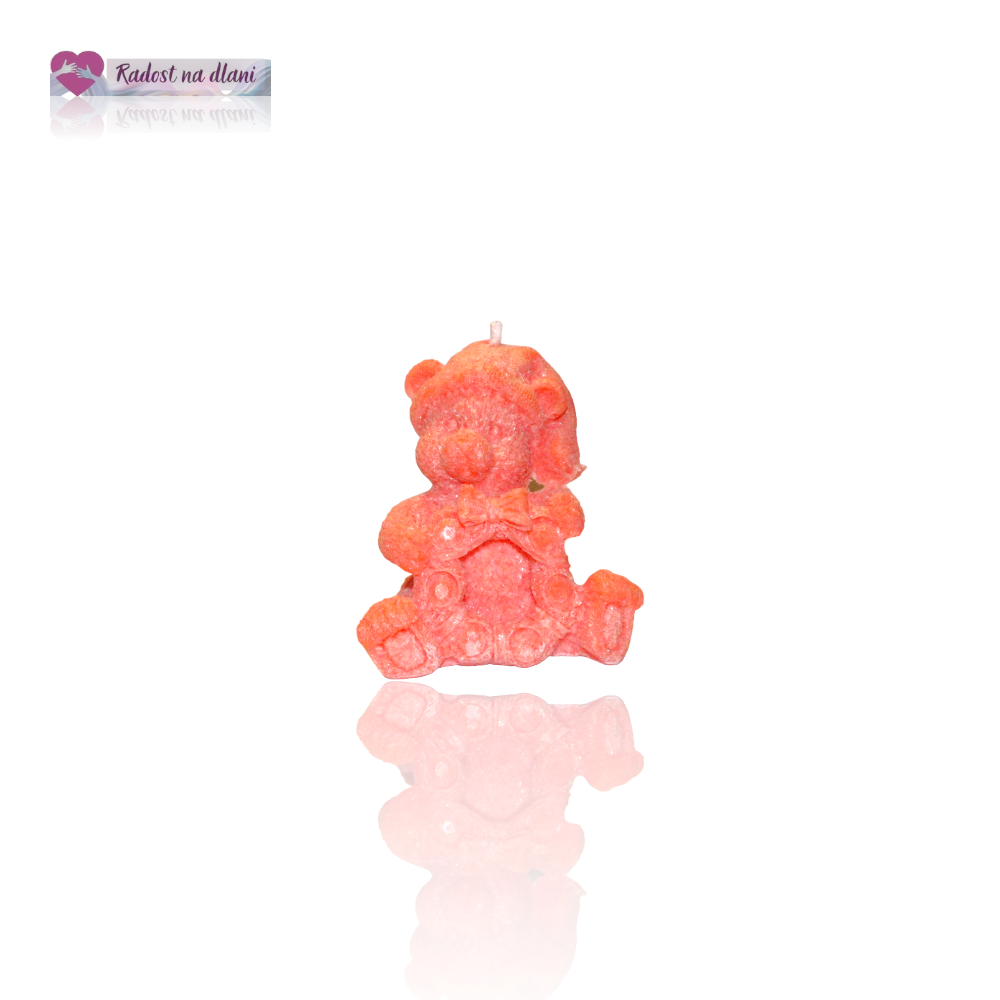 Svíčka - Medvěd - 8cm - oranžový