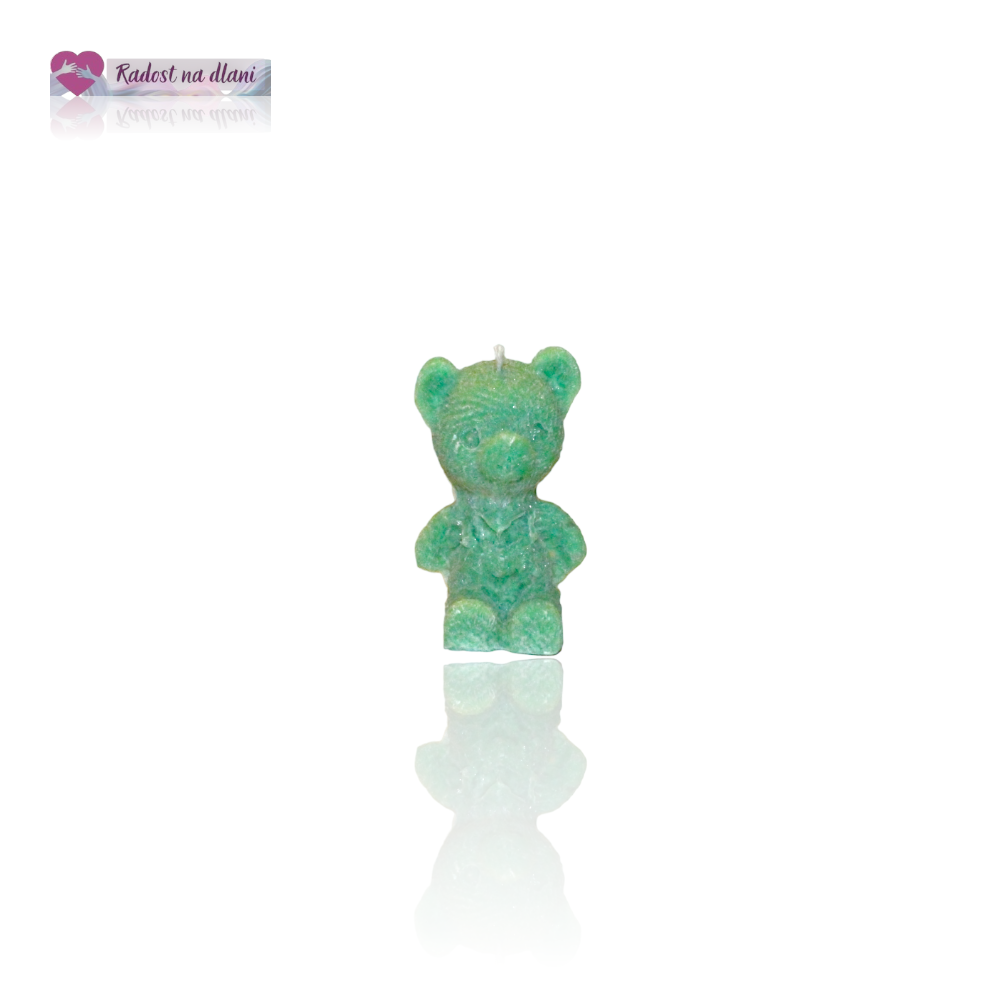 Svíčka - Medvídek 4,8cm - zelený