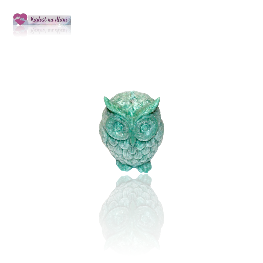 Svíčka - Sova - 5.3cm - zelená