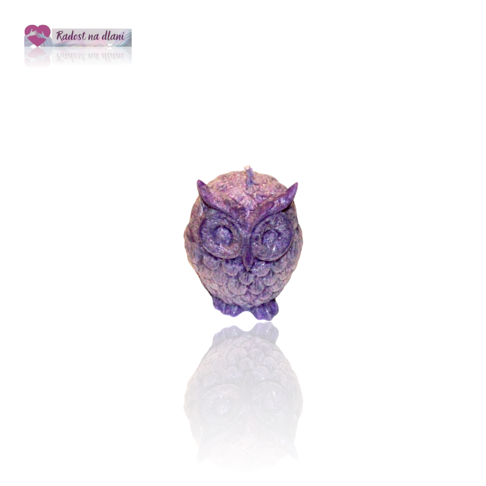 Svíčka - Sova - 5.3cm - fialová