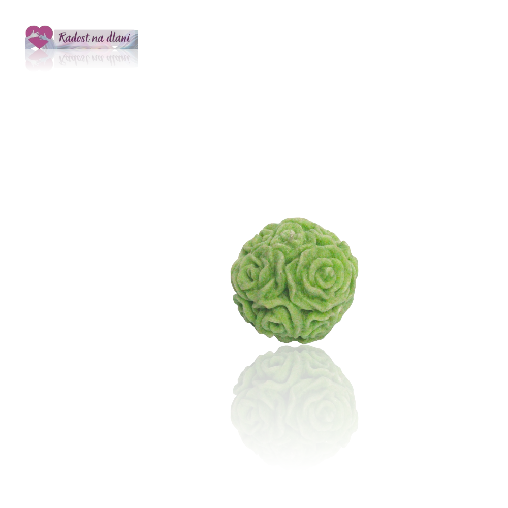 Svíčka - Koule růží- 4,5cm - zelená
