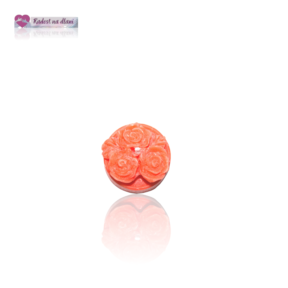 Svíčka - čajovka 3 růže - 3,6cm - oranžová
