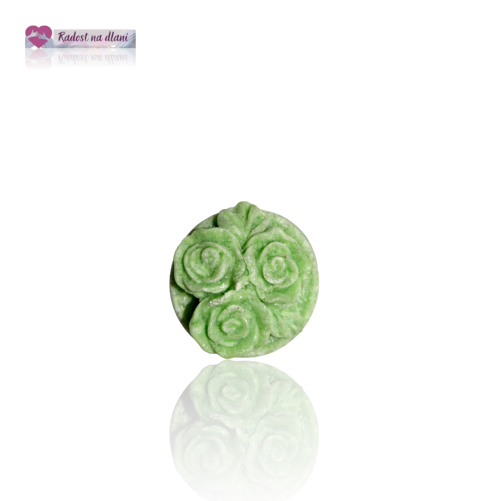 Svíčka - čajovka 3 růže - 3,6cm - zelená