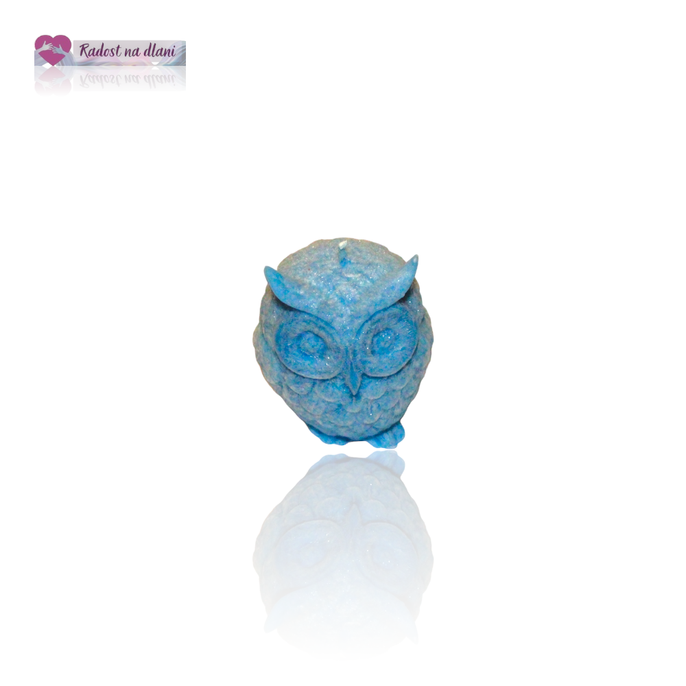 Svíčka - Sova - 5.3cm - modrá 