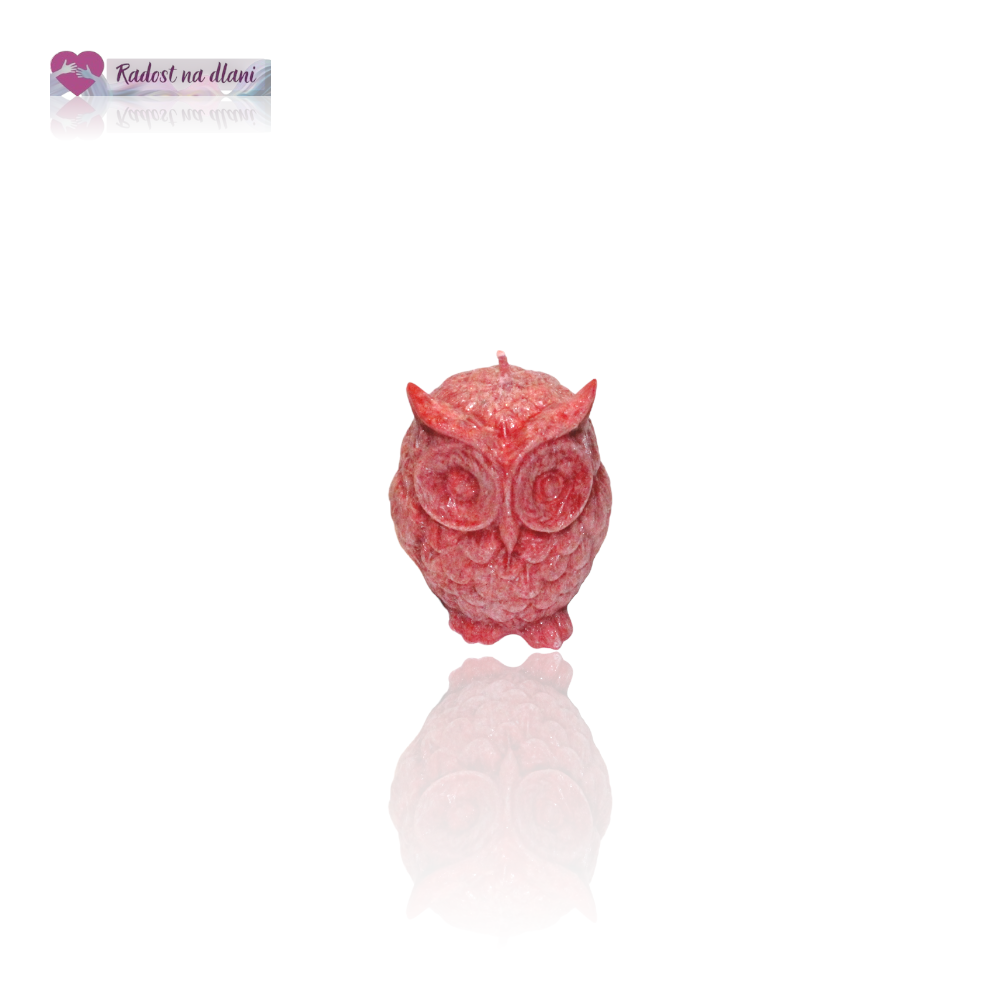 Svíčka - Sova - 5.3cm - červená