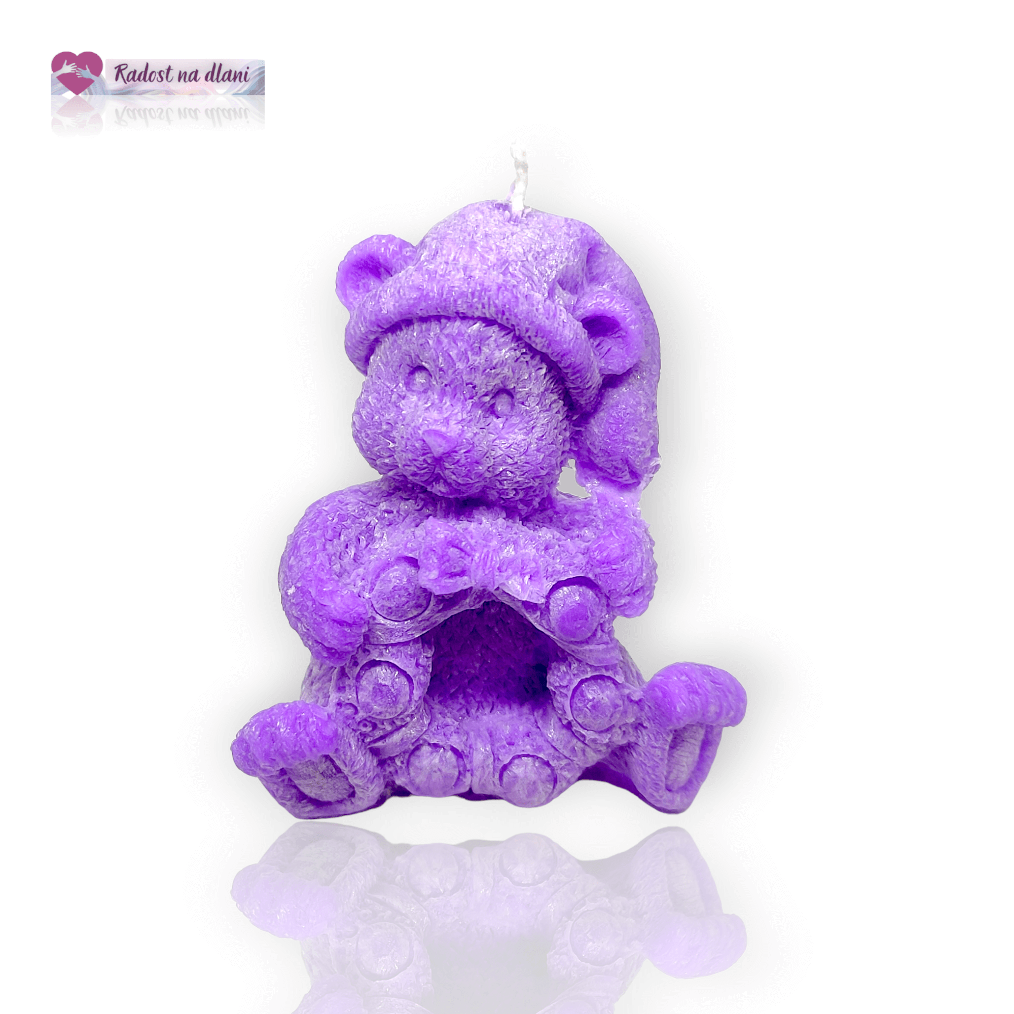 Svíčka - Medvěd - 8cm - fialový