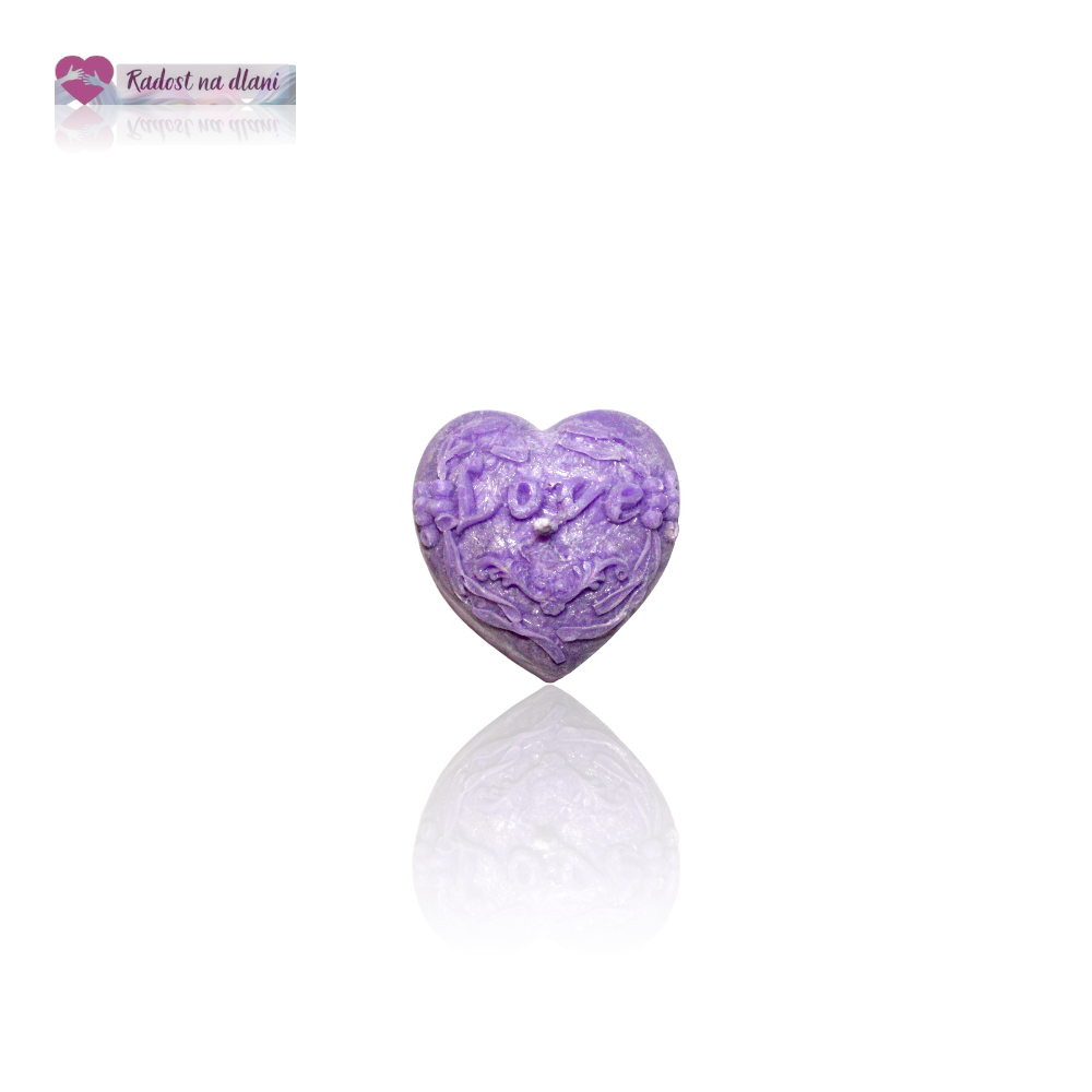 Svíčka -Srdíčko Love - 3,5cm - fialová