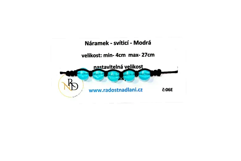 Shamballa se svíticími korálky ve tmě - Modrá