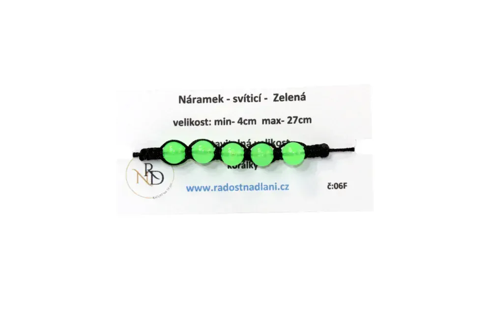 Shamballa se svíticími korálky ve tmě -  Zelená