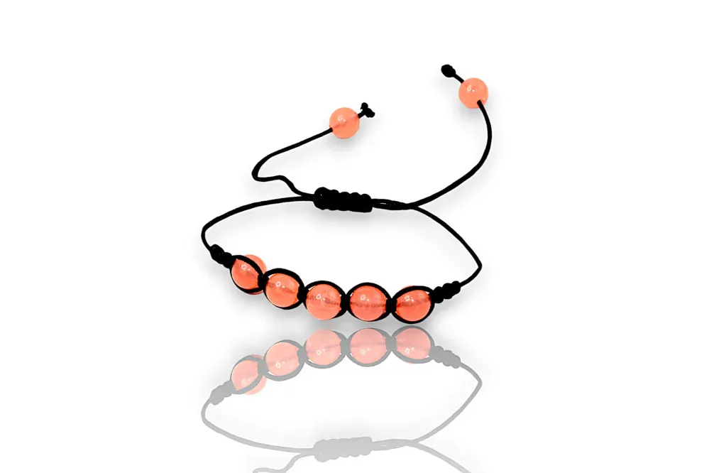 Shamballa se svíticími  korálky ve tme - Oranžová