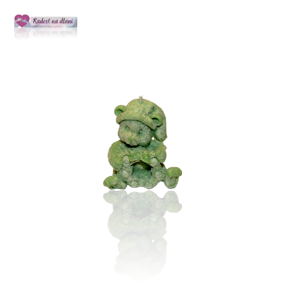 Svíčka - Medvěd - 8cm - zelený