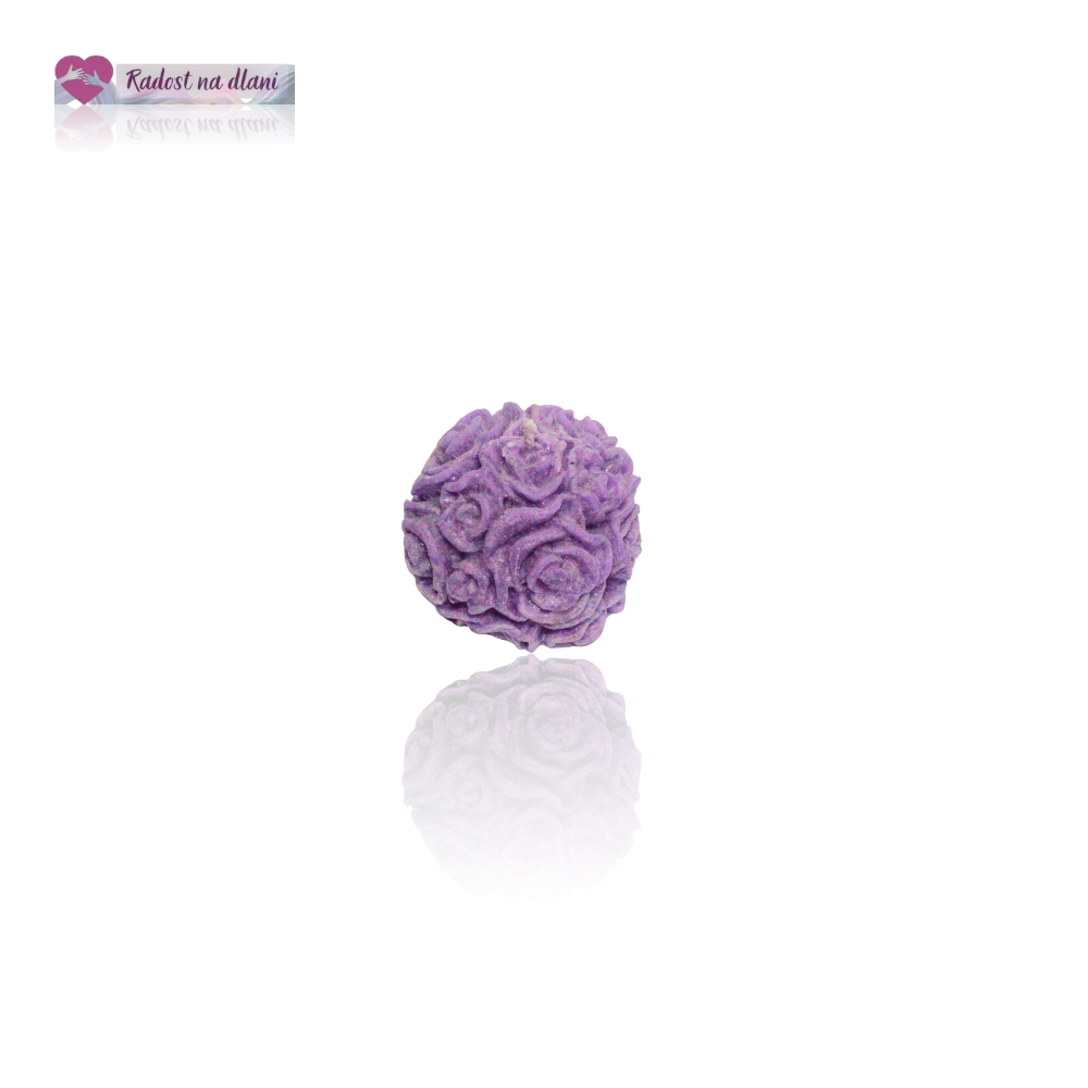 Svíčka - Koule růží- 4,5cm - fialová