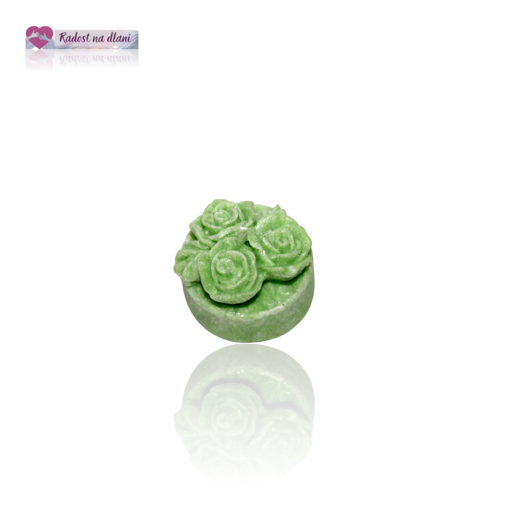 Svíčka - čajovka 3 růže - 3,6cm - zelená