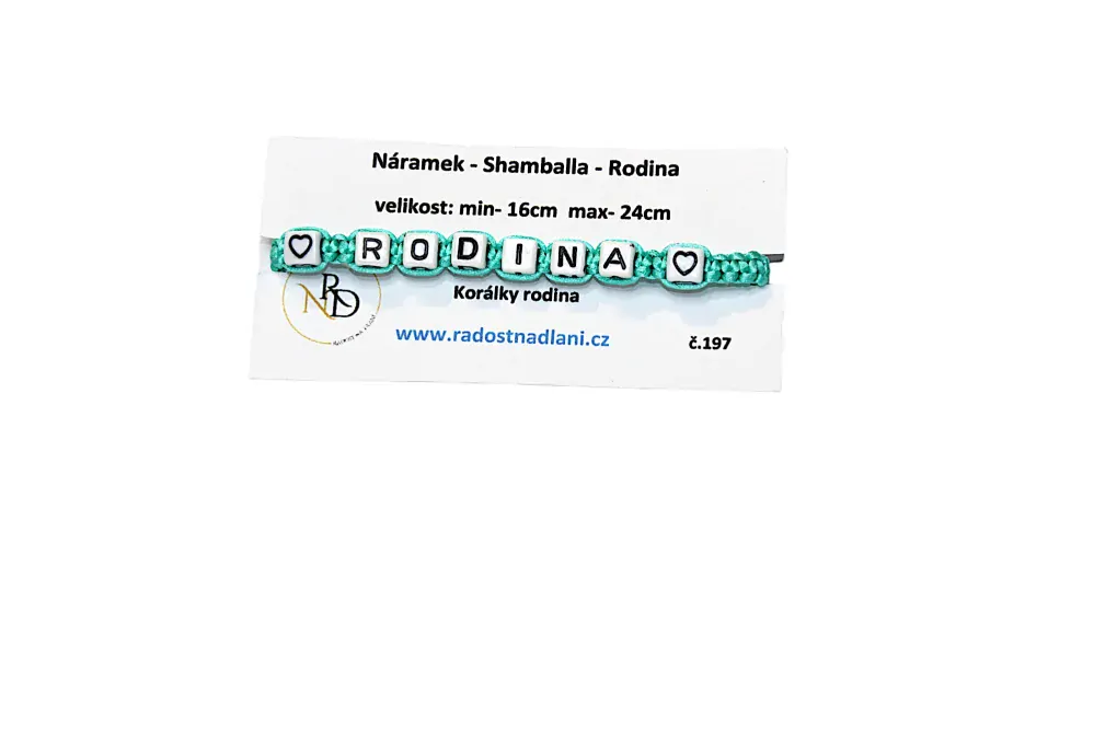 Náramek - shamballa s nápisem rodina
