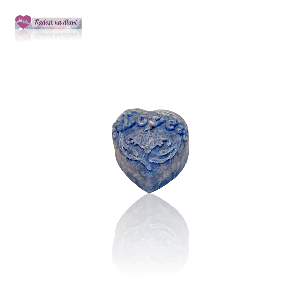 Svíčka - Srdíčko Love - 3,5cm - modrá