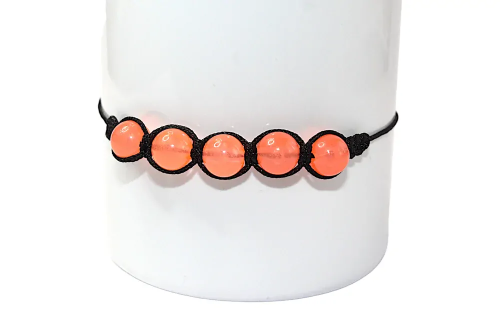 Shamballa se svíticími  korálky ve tme - Oranžová