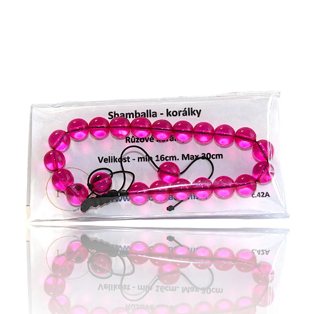 Shamballa - Růžové skleněné korálky