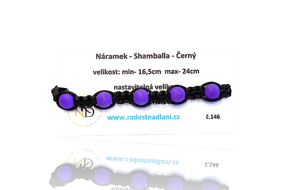 Náramek - Shamballa - černo - fialový
