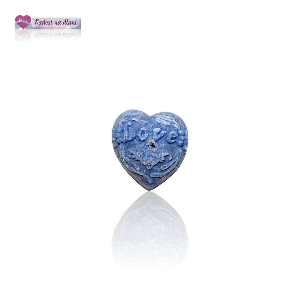 Svíčka - Srdíčko Love - 3,5cm - modrá