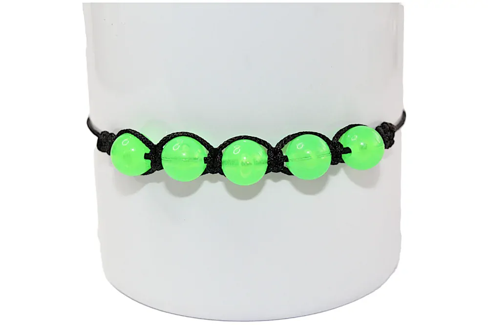 Shamballa se svíticími korálky ve tmě -  Zelená