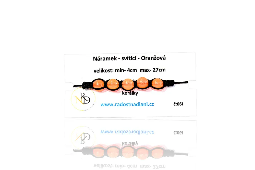 Shamballa se svíticími  korálky ve tme - Oranžová